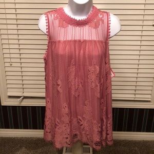 Sleeveless blouse in toasted mauve